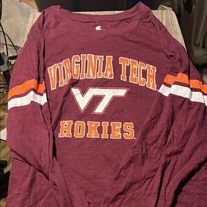 NCAA Maroon Virginia Tech Long Sleeve with Orange and White Details